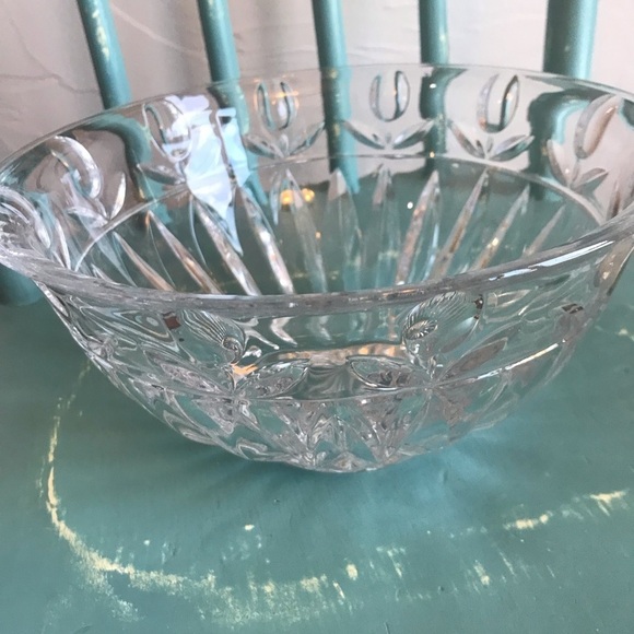 Block Clear Crystal Tulip Pattern hostess serving‎ fruit salad bowl dessert dish - Picture 2 of 9